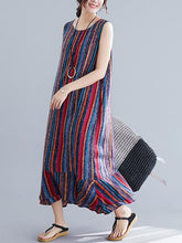 Load image into Gallery viewer, Colorful Striped Sleeveless Vest Long Dress