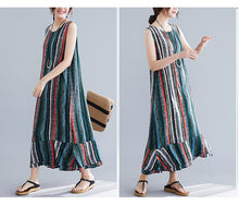 Load image into Gallery viewer, Colorful Striped Sleeveless Vest Long Dress
