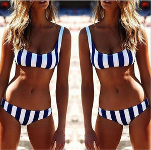 Blue Stripe Two-Piece Swimming Suit