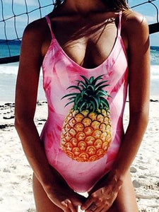 Pineapple Print One Piece Bikini
