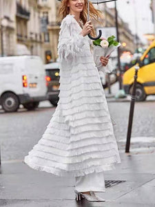 Lace Fringed Loose Chiffon Cardigan Dress