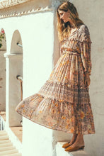Load image into Gallery viewer, Lace-up Boho Print Long Dress