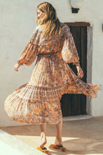 Load image into Gallery viewer, Lace-up Boho Print Long Dress