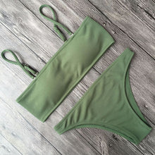 Load image into Gallery viewer, Solid Color Bikini Split Swimsuit