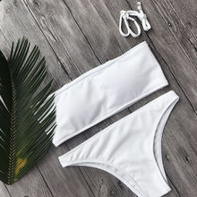 Load image into Gallery viewer, Solid Color Bikini Split Swimsuit