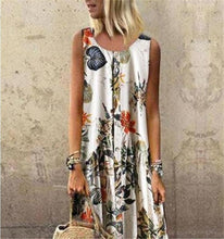 Load image into Gallery viewer, Plant Print Casual Sleeveless Long Dress