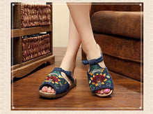 Load image into Gallery viewer, Ethnic Style Wedge with Non-slip Fish Mouth Type Embroidered Sandals and Slippers