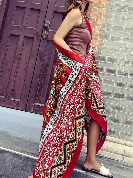 Fringed retro ethnic wind totem cotton and linen sunscreen shawl-3