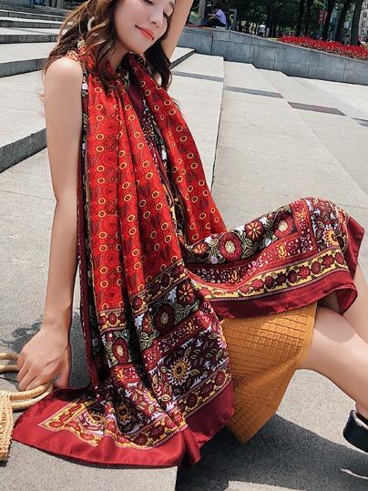 Fringed retro ethnic wind totem cotton and linen sunscreen shawl-4