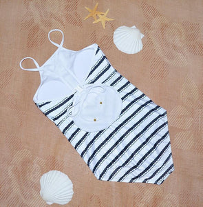 Sexy Black And White Striped One-piece Swimsuit