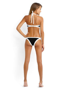 Black and White Color Matching Split Bikini