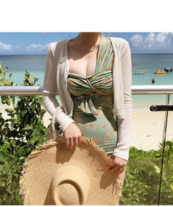 Sexy Floral One-Shoulder Twisted One Piece Swimsuit