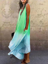 Load image into Gallery viewer, New Tie-dye Gradient Irregular Hem Vest Dress