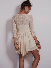 Load image into Gallery viewer, Two Color Long-sleeved lace dress