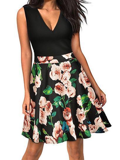 V Neck Sleeveless Fashion Mini Dress