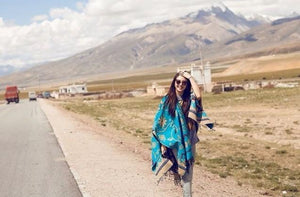 Tibet Nepal Sun Flower Thick Imitation Cashmere Shawl Scarf Cloak