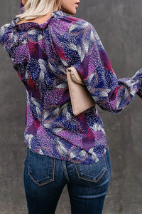 Summer Casual Loose Printing Long-sleeved V-neck Shirt