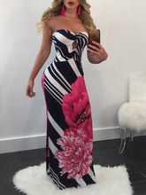 Load image into Gallery viewer, Sexy Printed Strapless Blackless Side Split Bodycon Maxi Long Dress