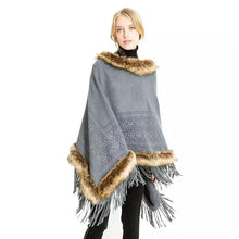 Load image into Gallery viewer, Women Artificial fur warm Pullover Cloak Shawl