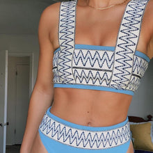 Load image into Gallery viewer, New Bikini Women&#39;s Striped Swimsuit with Split Elastic Panel