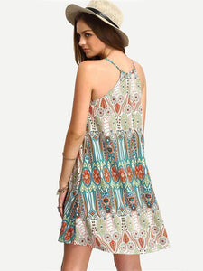 Sexy Bohemia Spaghetti Straps A Line Mini Dress