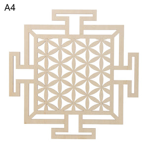 1PC Flower of Life Shape Wooden Wall Sign Laser Cut Non-slip Coaster Set Wood Placemats Table Mat Round Cup Pad Art Home Decor