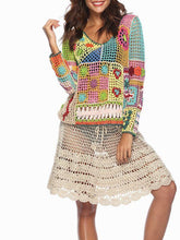 Load image into Gallery viewer, Rainbow Color Sexy Openwork Top Hand-Knit Beach Bikini Cover-Up
