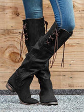Load image into Gallery viewer, Vintage Chunky Heels Luce-up Knee High Boots