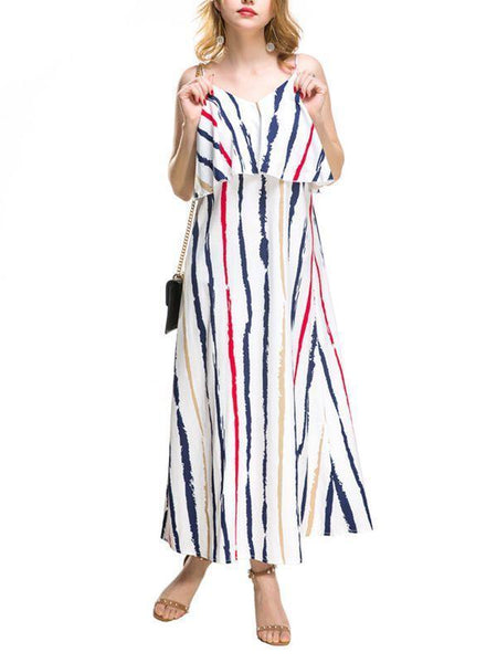 Elegant Sling Print Chiffon Backless Dress