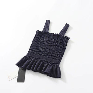 3 colors sexy slim pleated camisole tops for vacation beach holiday