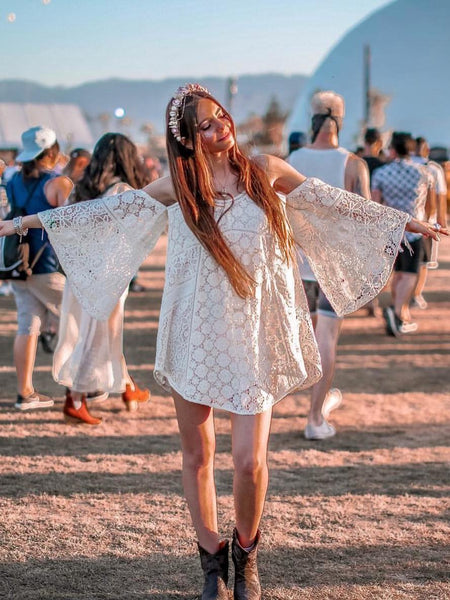 Lace Off Shoulder Sexy Mini Dress