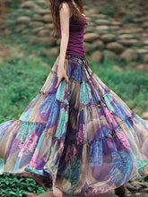 Load image into Gallery viewer, Bohemian Floral Printed Mid-Calf Pleated Chiffon Skirt