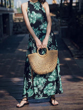 Load image into Gallery viewer, VINTAGE FLORAL BACKLESS MAXI DRESS