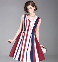 Load image into Gallery viewer, Stripe V Neck Sleeveless New Mini Dress