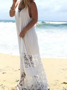 Spaghetti Strap Lace Splice Beach Maxi Dress 2