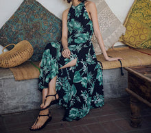 Load image into Gallery viewer, VINTAGE FLORAL BACKLESS MAXI DRESS