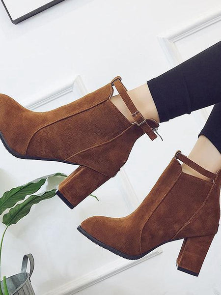 Winter Round Head High Heel Martin Boots