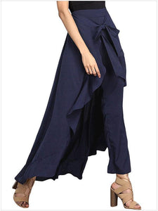 Solid Color Irregular High Waist Maxi Skirt