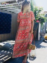 Load image into Gallery viewer, Casual Vintage Print Boho Summer Short Sleeve Plus Size Maxi Dress