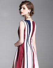 Load image into Gallery viewer, Stripe V Neck Sleeveless New Mini Dress