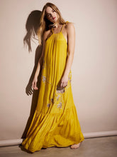 Load image into Gallery viewer, Bright COLOR Embroidered Flower Satin Bohemian Halter Dress