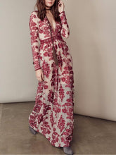 Load image into Gallery viewer, V Neck Long Sleeve Casual Maxi Dress