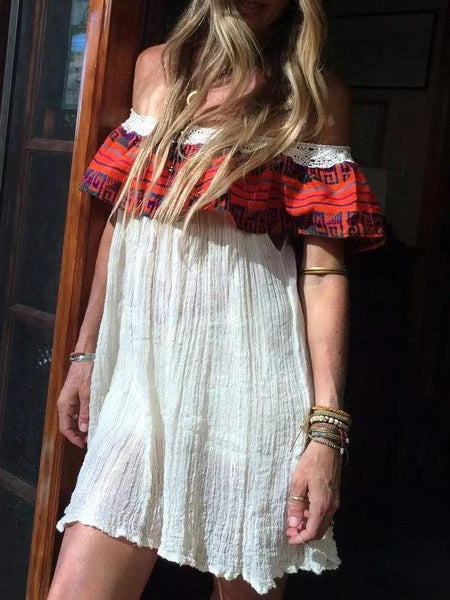 Off Shoulder Summer Beach Mini Dress