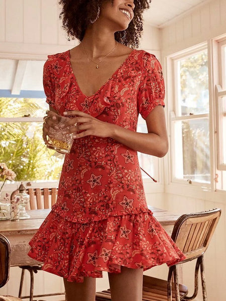 Print Short Sleeve Blackcross Beach Short Mini Dress