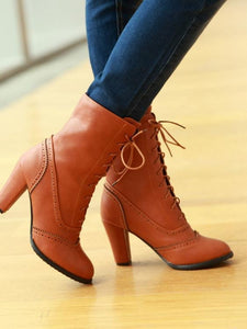 Women Fashion Bandage High-heel Boots Shoes