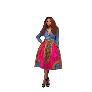 African Print High Waist Casual Skirt