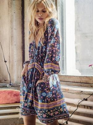 Bohemian tie printed beach dress