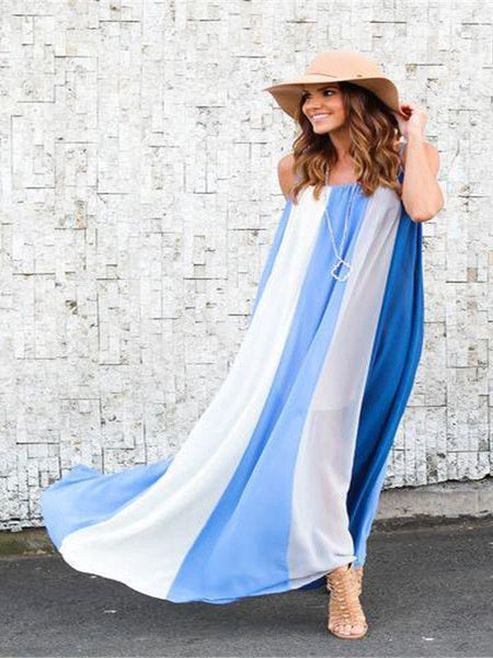 Sling Chiffon Beach Large Size Striped Dress