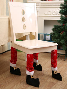 4Pcs Christmas Table Leg Covers Chair Socks Santa Feet Shoes