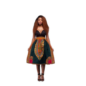 African Print High Waist Casual Skirt